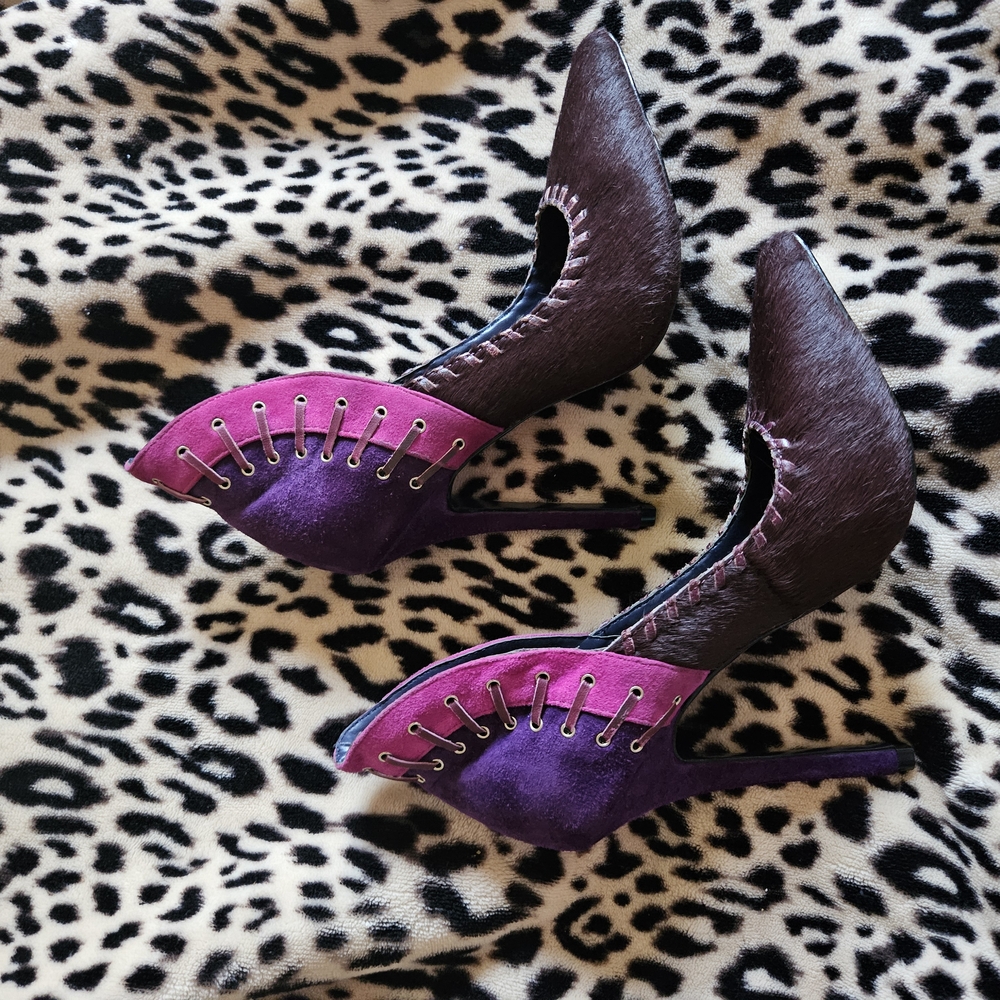 NEVER WORN Mixed Media Purple Heels